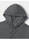 Düz Kapüşonlu Sweat - Füme