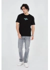 Erkek Baskılı 24/1 Penye T-Shirt - Siyah