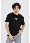 Erkek Baskılı 24/1 Penye T-Shirt - Siyah