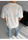 Erkek Bisiklet Yaka Baskılı Kısa kol T-Shirt - Beyaz