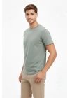 Erkek Bisiklet Yaka Tişört Regular Kalıp Basic Pamuklu Günlük Kullanım T-shirt - Mint Yeşili