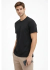 Erkek Bisiklet Yaka Tişört Regular Kalıp Basic Pamuklu Günlük Kullanım T-shirt - Siyah