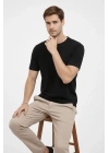 Erkek Bisiklet Yaka Tişört Regular Kalıp Basic Pamuklu Günlük Kullanım T-shirt - Siyah