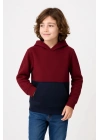 Erkek Çocuk Kapüşonlu Kanguru Cepli Parçalı SweatShirt - Renkli