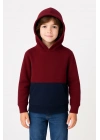 Erkek Çocuk Kapüşonlu Kanguru Cepli Parçalı SweatShirt - Renkli