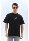 Erkek Kısa Kol Baskılı Bisiklet Yaka T-Shirt - Siyah