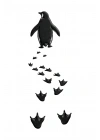 Erkek Nihilist Penguen Temalı Oversize Bisiklet Yaka Tişört - Beyaz
