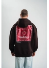 Erkek Premium Nakışlı Kapşonlu Sweatshirt Double Oversize Üç İplik Pamuklu - Siyah