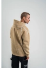 Erkek Şimşek Baskılı Kapşonlu Sweatshirt Üç İplik Pamuklu Kanguru Cepli Double - Bej