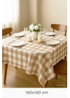 Fiber Kareli Masa Örtüsü Sofra Bezi Ekose Desen 160x160 Cm Bej