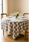 Fiber Kareli Masa Örtüsü Sofra Bezi Ekose Desen 160x160 Cm Gri