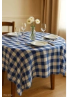 Fiber Kareli Masa Örtüsü Sofra Bezi Ekose Desen 160x160 Cm Mavi