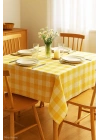 Fiber Kareli Masa Örtüsü Sofra Bezi Ekose Desen 160x160 Cm Sarı