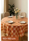 Fiber Kareli Masa Örtüsü Sofra Bezi Ekose Desen 160x160 Cm Turuncu