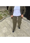 Fitilli Kadife Cepli Buggy Pantolon Oversize Rahat Kalıp - Haki