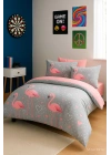 Flamingo Desenli  Pamuklu Tek Kişilik Nevresim Takımı