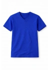 Genç Erkek Çocuk V Yaka Tişört Model - Saks Mavisi