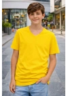 Genç Erkek Çocuk V Yaka Tişört Model - Sarı