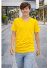 Genç Erkek Çocuk V Yaka Tişört Model - Sarı