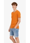 Genç Erkek Çocuk V Yaka Tişört Model - Turuncu
