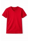 Genç Kız Çocuk V Yaka Tişört Model - Kırmızı