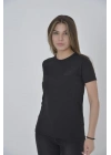 Gögüs Fileli Slim fit T-shirt - Siyah -