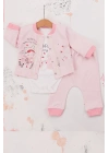 Happy Dancing Desenli 3lü Hırkalı Kız Bebek Takım