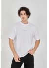 Jakar Kumaş Rahat Kol T-Shirt - Beyaz -