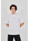 Jakar Kumaş Rahat Kol T-Shirt - Beyaz -