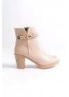 JULY Fermuarlı Ortopedik Taban Topuklu Kadın Bot CTT - Ten