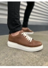JY151 Boost Bağcıklı Cilt Erkek Günlük Sneaker Ayakkabı CBT - Taba