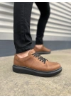 JY151 Boost Bağcıklı Cilt Erkek Günlük Sneaker Ayakkabı CST - Taba