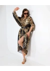 Kadın Rahat Kesim Şifon Kimono - Leopar