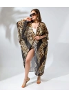 Kadın Rahat Kesim Şifon Kimono - Leopar