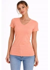 Kadın V Yaka Slim Fit Likralı Tişört - Toz Pembe