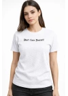 Kadın Wafıl Kumaş Tişört Regular Kalıp Bisiklet Yaka Baskılı Günlük Basic T-Shirt - Beyaz