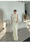 Kalın Fitilli Uzun Triko Elbise - Kırık Beyaz -