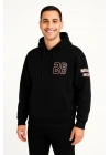 Kapşonlu Sweatshirt – Oversize Fit, Ön  Arka Baskılı,- Siyah -