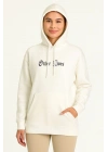 Kapşonlu Sweatshirt – Oversize “Other Lives” Ön  Arka Baskıl Beyaz -