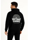 Kapşonlu Sweatshirt – “West Coast Classics” Ön  Arka Baskılı,- Siyah -