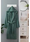 Kapüşonlu Unisex Banyo Bornozu %100 Soft Pamuklu Yeşil