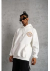 Kilim Desen Kapüşonlu Sweat- Beyaz
