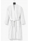 Kimono Yaka Unisex Pamuklu Tek Kişilik Bornoz Beyaz