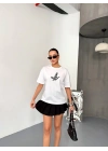 Kısa Kol Baskılı T-shirt - Beyaz -