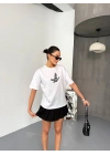 Kısa Kol Baskılı T-shirt - Beyaz -