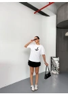 Kısa Kol Baskılı T-shirt - Beyaz -