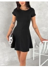 kısa kollu Mini Elbise - Siyah -