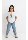 Kız Labubu Çocuk Baskılı T-Shirt - Beyaz