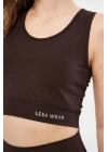 Kolsuz Sporcu Baskılı Crop - Kahve