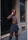 Leopar desenli Uzun Kollu Crop - Leopar